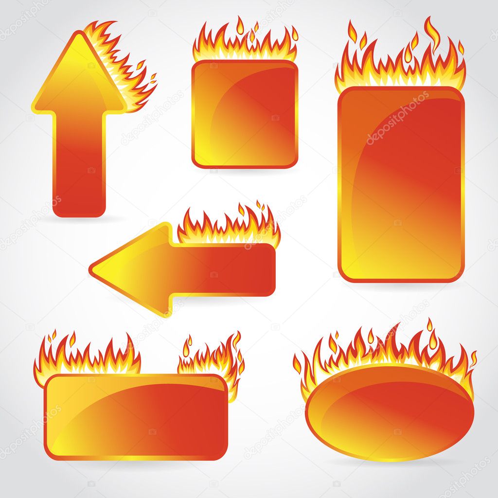 Burning with fire design sale stickers and tags