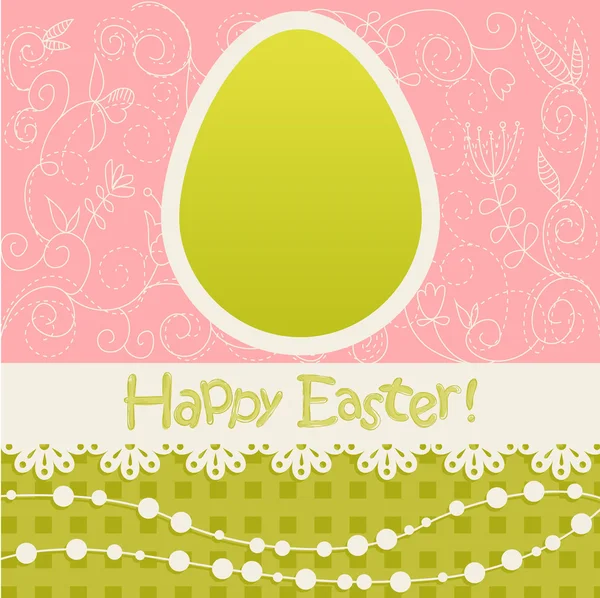 Easter egg floral card — Stock Vector