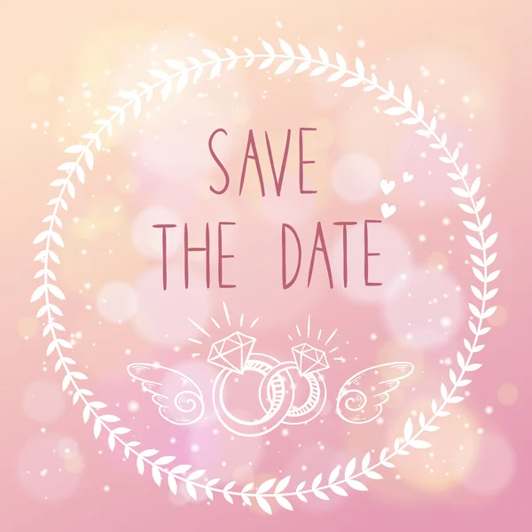 Save the date elegant wedding card with floral elements — Stock Vector