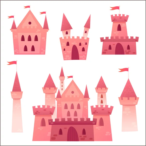 Mignon vecteur de dessin animé château médiéval — Image vectorielle