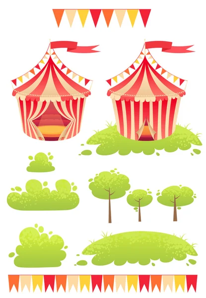 Sevimli çizgi vektör çadır show circus — Stok Vektör