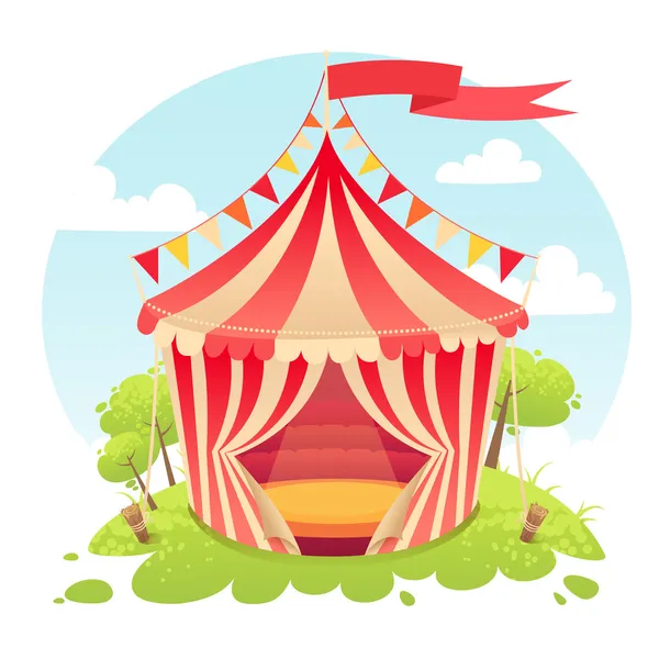 Cute cartoon vector tent Toon circus — Stockvector