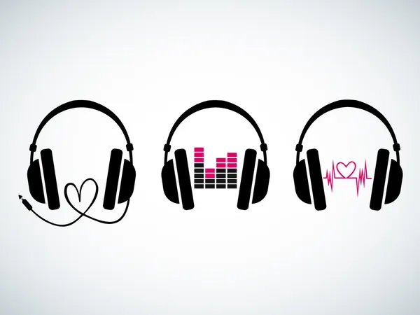 Auriculares de música creativa logo conjunto — Vector de stock