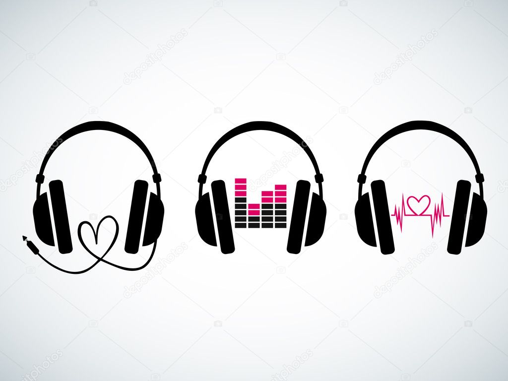 Creative music headphones logo set