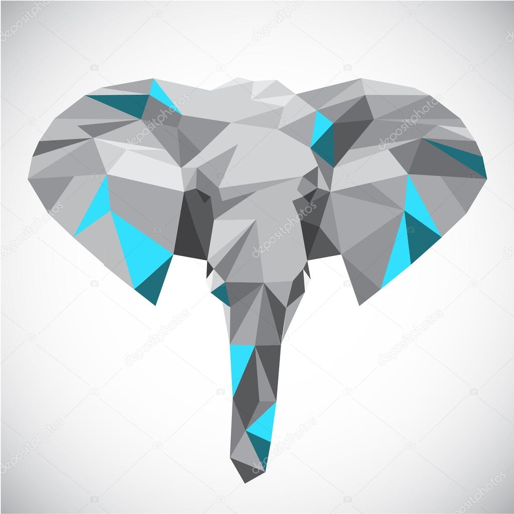 Low polygonal elephant head in popular style