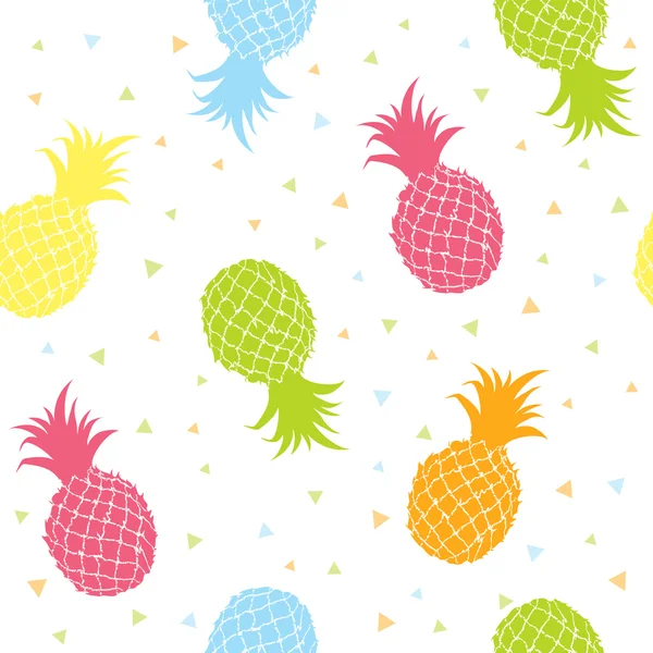 Pineapples colorful seamless texture pattern — Stock Vector