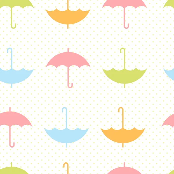 Φθινόπωρο χωρίς ραφή πρότυπο με επίπεδη ομπρέλες — Διανυσματικό Αρχείο