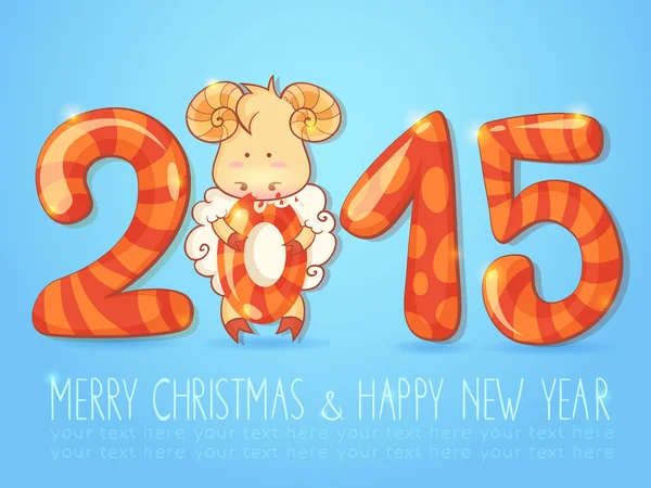 Zimní čínský novoroční přání s kreslenými ovce — Stockový vektor