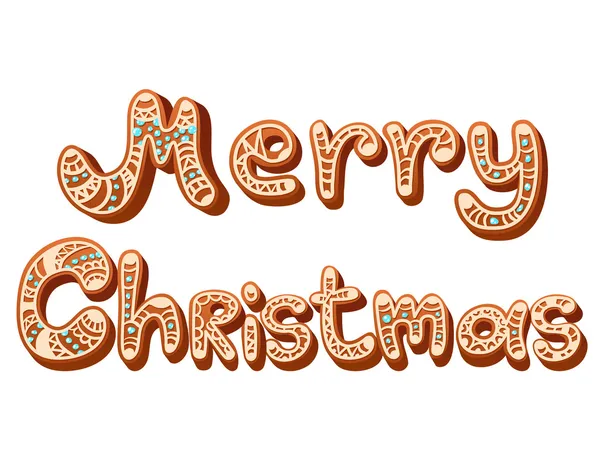 Christmas gingerbread text letters sign isolated — Stock Vector