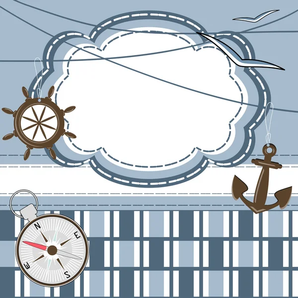 Greeting card for sailor with frame — Stok Vektör