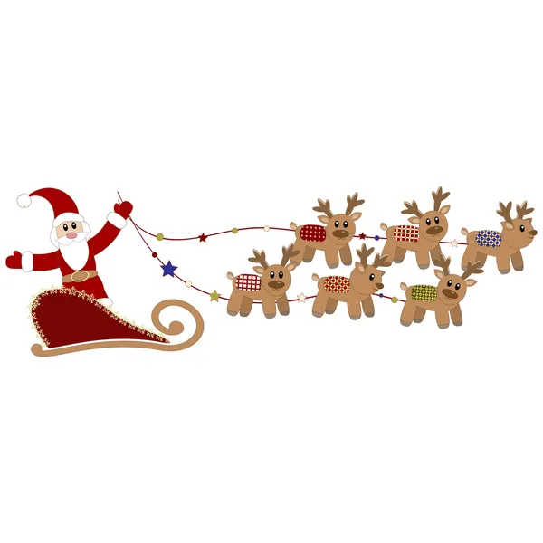 Weihnachtsmann mit Hirschen. Vektorillustration — Stockvektor