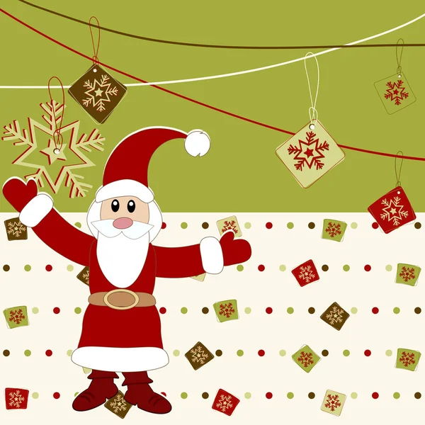 Mutlu Noeller ve mutlu yeni yıl kartı Noel Baba ile — Stok Vektör