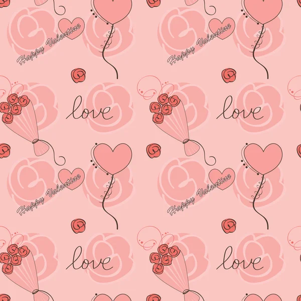 Valentinstag Hintergrund mit Blumen und Herzen — Stockvektor