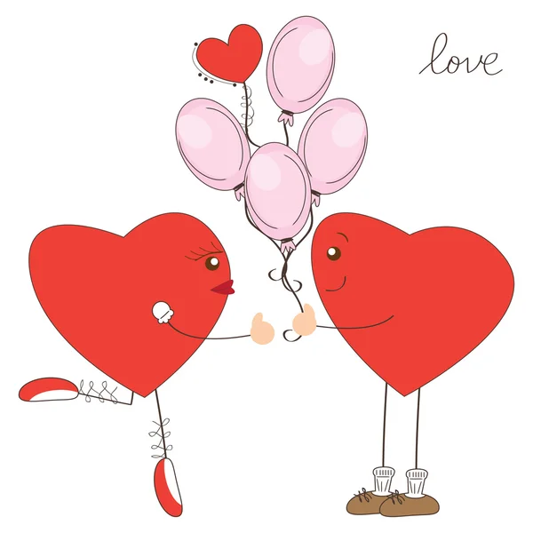 Kalp çocuğu bana balonlar kalp kız Vektör Grafikler