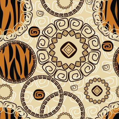 African style seamless with tiger skin pattern clipart
