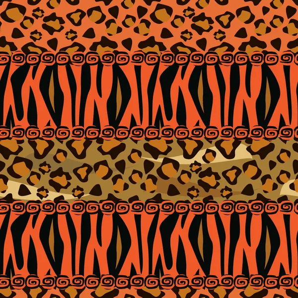 African style seamless with cheetah and tiger skin pattern — Stock Vector