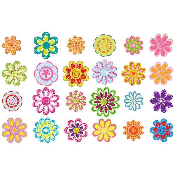 Conjunto de flores coloridas — Vector de stock