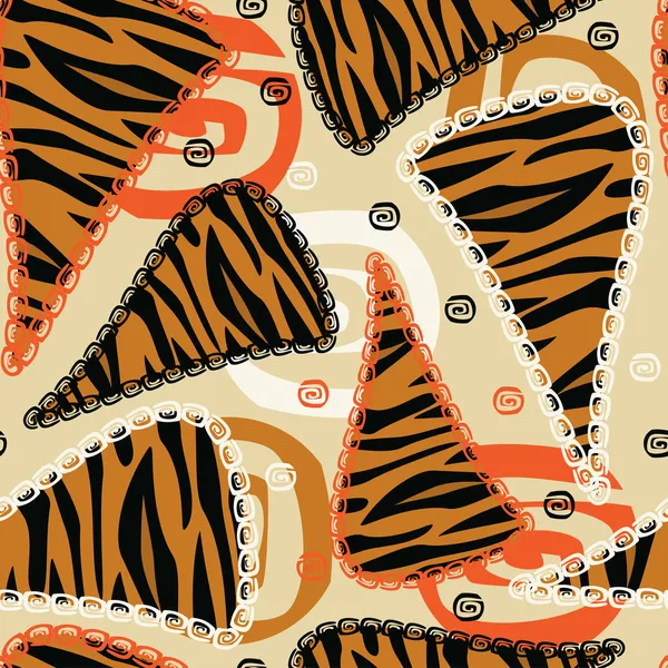 Estilo africano sin costuras con patrón de piel de tigre — Vector de stock