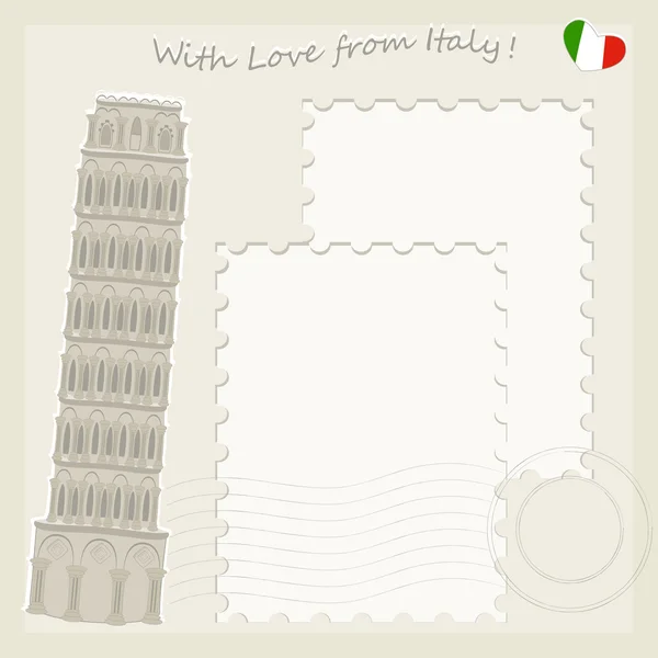 Tarjeta de felicitación Torre de Pisa Vector de stock