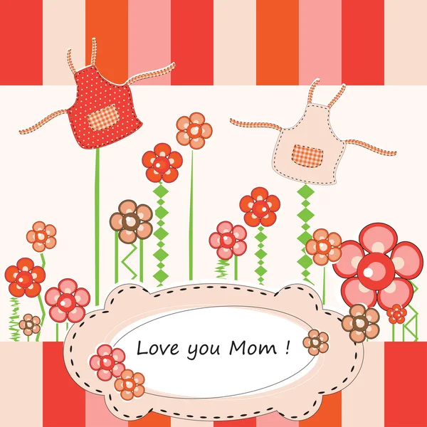 Mothers Day greeting with flowers and apron — Stock Vector