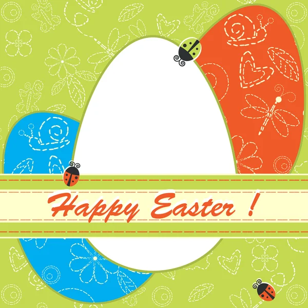 Húsvéti üdvözlőlap, a tojás és a katicabogarak Stock Vektor