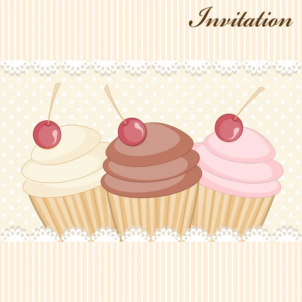 Cupcake inbjudningskort — Stock vektor