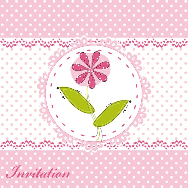 Carte d'invitation avec fleur mignonne — Image vectorielle