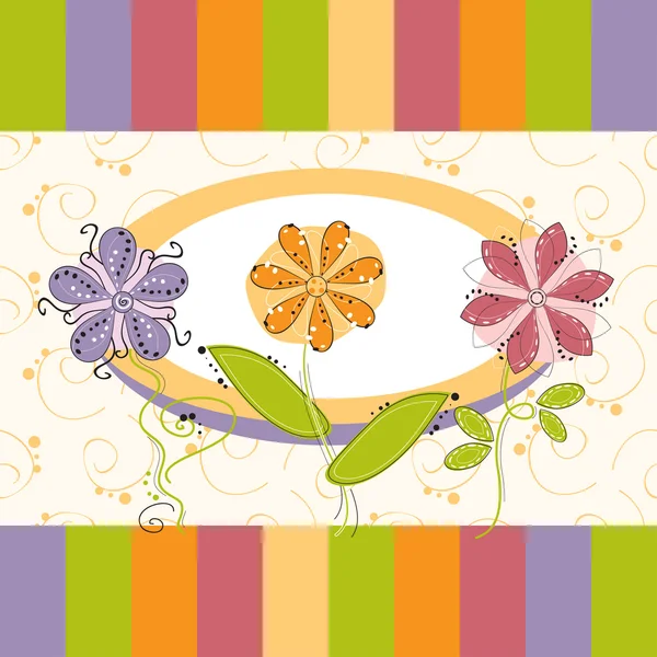 Ευχετήρια κάρτα ή πρόσκληση με λουλούδια — Διανυσματικό Αρχείο