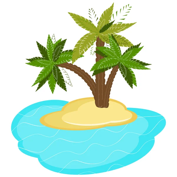 Palm trees on island isolated in the sea — Stock Vector