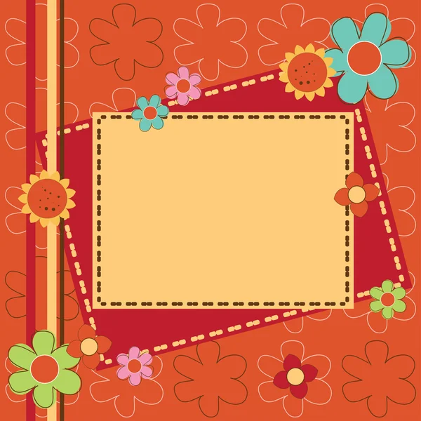 Ευχετήρια κάρτα με χαριτωμένα λουλούδια — Διανυσματικό Αρχείο