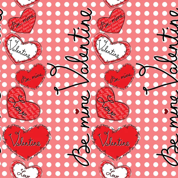 Valentine motives seamless pattern with hearts — Stock Vector