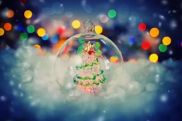 Christmas background with transparent ball — Stock Photo, Image