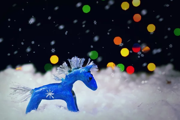 Modrý vánoční kůň — Stock fotografie