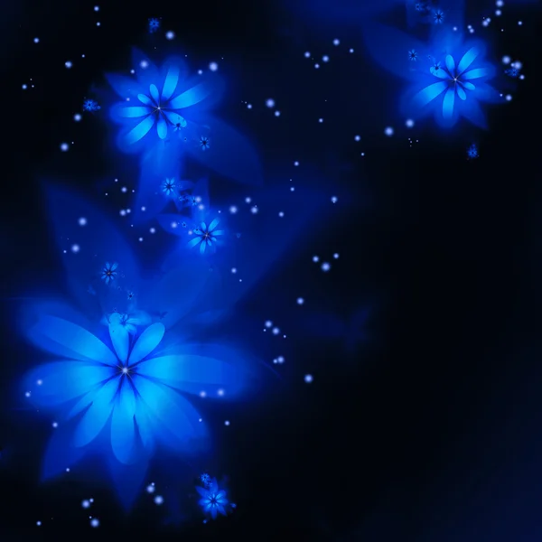 Flores fractales azules abstractas — Foto de Stock