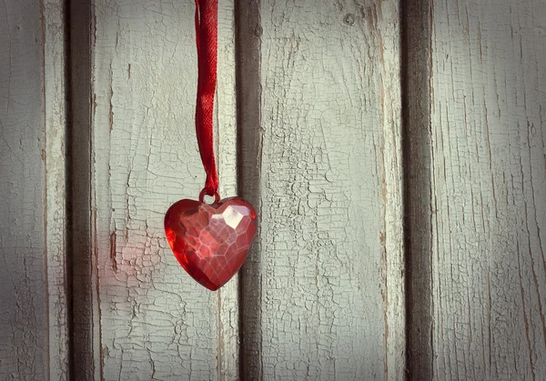 Heart on red ribbon — Stock Photo, Image