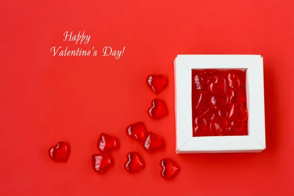 Tarjeta Felicitación Roja Del Día San Valentín Corazón Dulce Caja —  Fotos de Stock