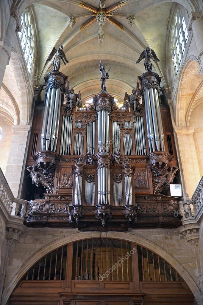 Great organ of Saint Etienne du Mont in Paris Stock Photo by ...