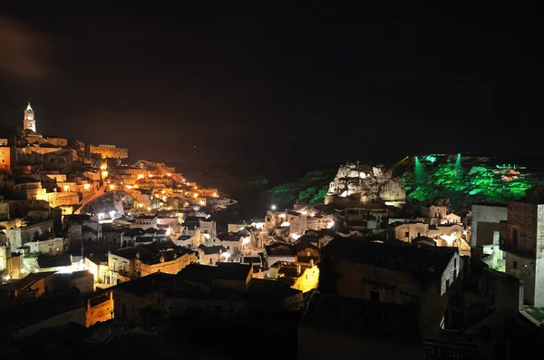 Matera pada malam hari — Stok Foto