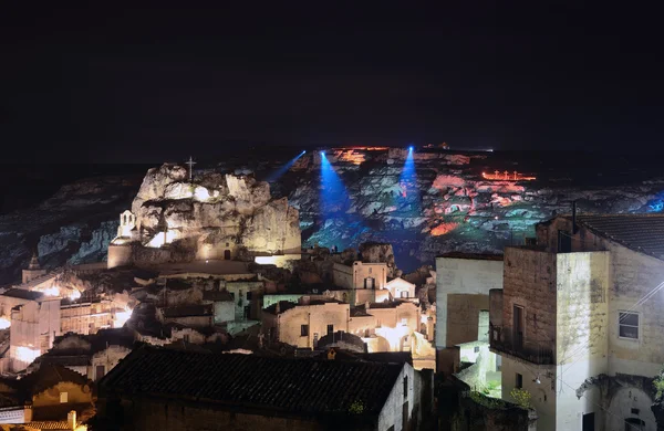 Matera på natten — Stockfoto