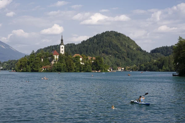 Canoeing on Bled Lake — Stock Photo, Image