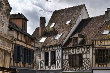 Auxerre half-timbered houses clipart