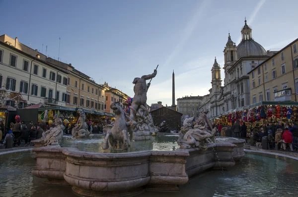 Piazza navona in rom mit weihnachtsmarkt — Stockfoto