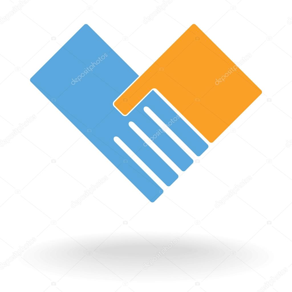 Support hand like heart background. Vector logo pattern illustration .