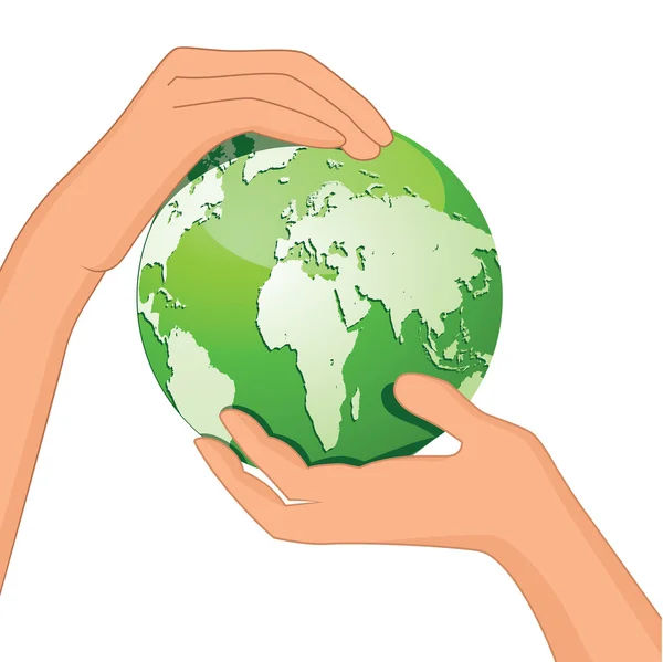 Hands Save The Earth Conceptual. vector illustration. — Stock Vector