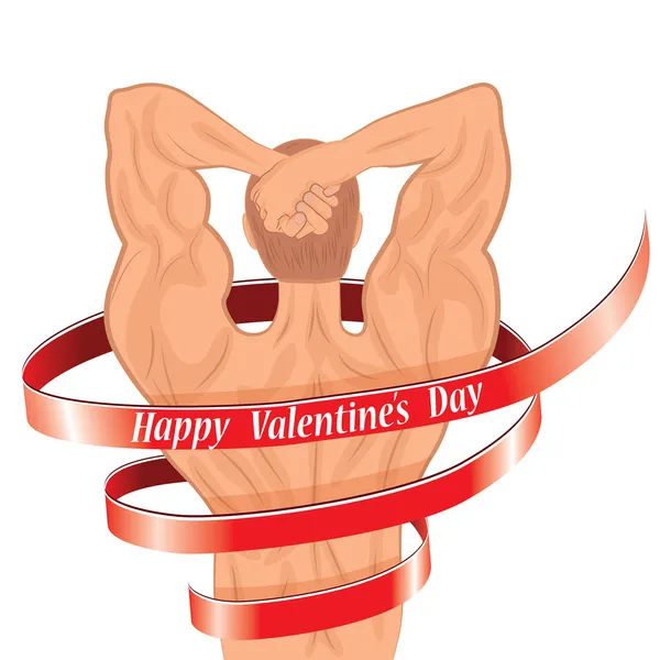 Lichaam van de man gevormd als hart voor dag van de Valentijnskaart — Stockvector