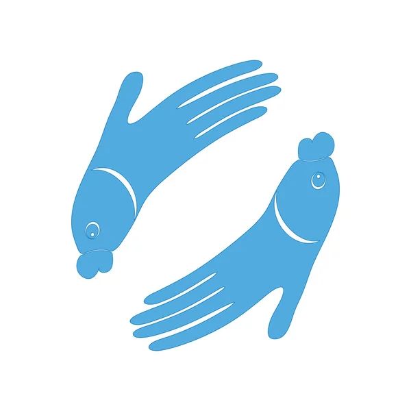 Poisson icône de conception de main — Image vectorielle