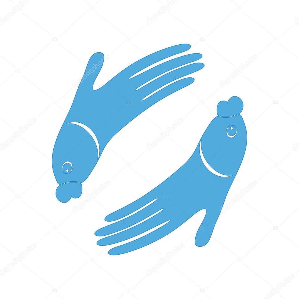 Fish hand design icon