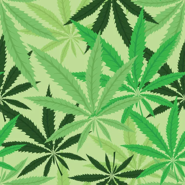 Fondo sin costura floral de cáñamo verde, textura de fondo de hoja de cannabis. Vector marihuana hojas ilustración . — Archivo Imágenes Vectoriales