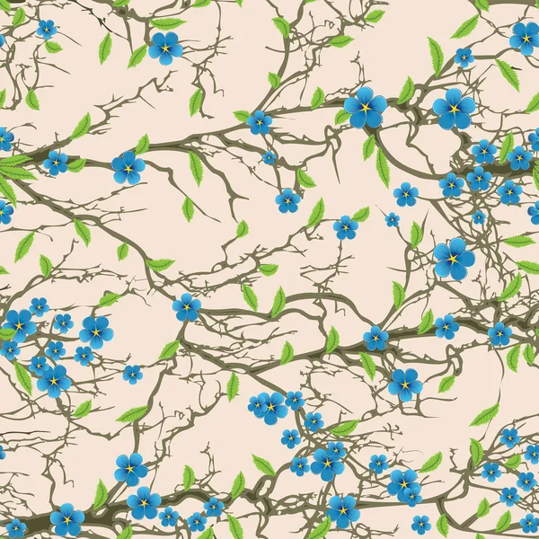 Seamless background pattern tree flower blossom. Vector nature illustration. — Stock Vector