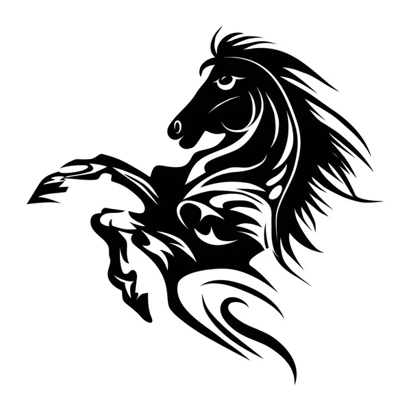 Símbolo de tatuaje de caballo para diseño aislado en emblema blanco o plantilla de logotipo . — Vector de stock